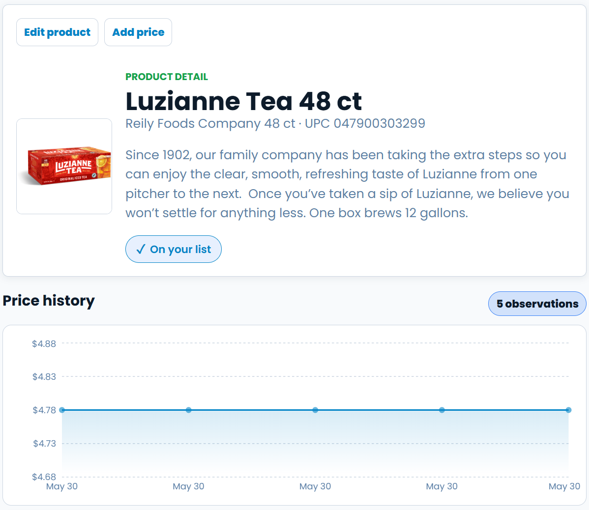 Product Page with Graph
