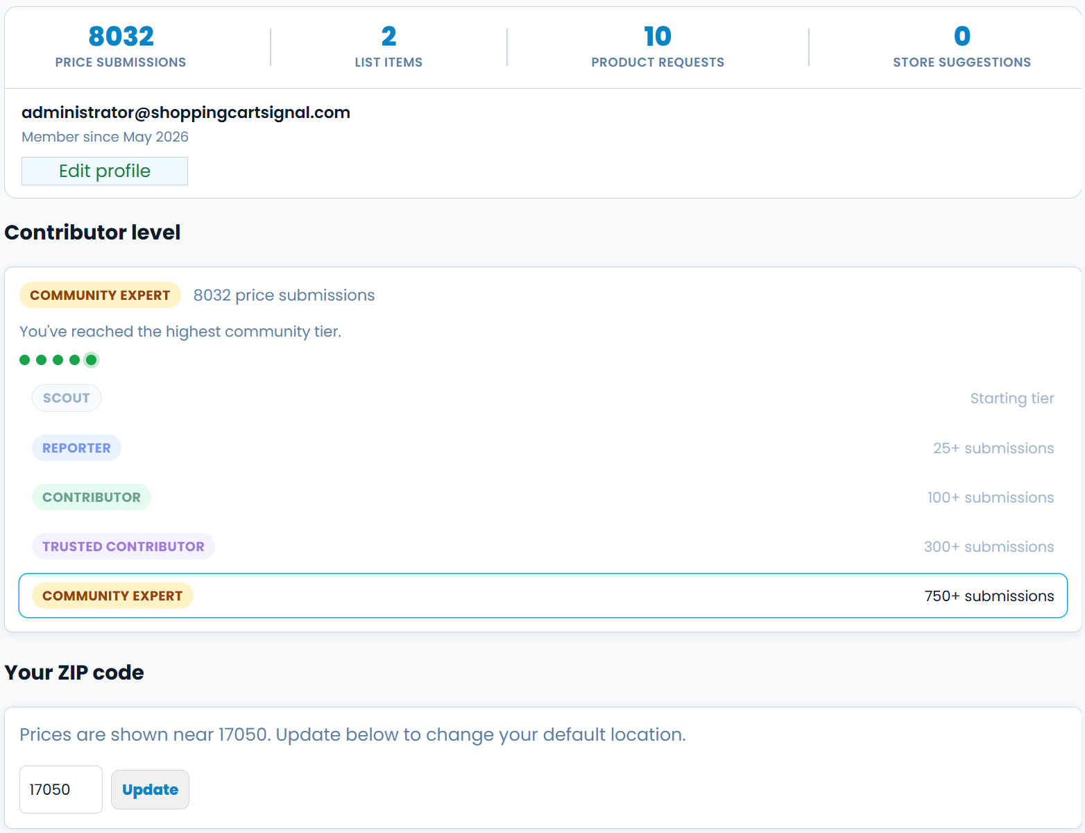 Profile Page
