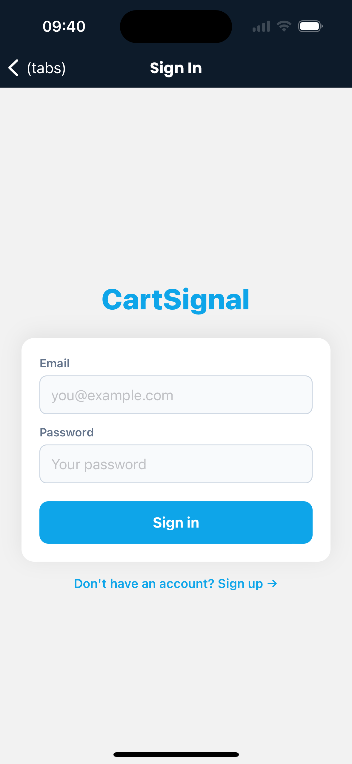 Sign in Screen